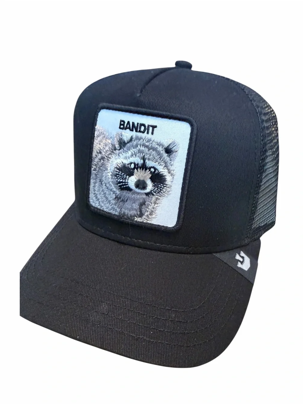 Raccoon Bandit Goorin Bros The Farm Black Trucker Hat NWT